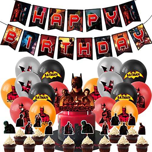 Batman Luftballons, Kindergeburtstag Deko, Geburtstags Luftballons, Geburtstags Party Supplie Happy Birthday Banner Cake Topper Latex Luftballon für Kinder Themenparty von FISAPBXC