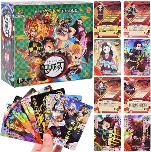 Deemonslayer Anime Karten,192 Stück Deemonslayer Sammelkarten Karten Set Cartoon Trading Cards Kartenspiel Booster Pack Solitaire Card Box Geburtstagsgeschenk Für Anime Enthusiasten Fans Teenager von FISAPBXC