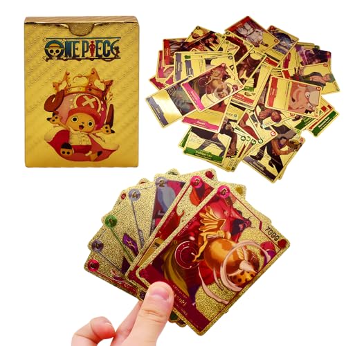 FISAPBXC Luffy Anime Karten Set, 55 Stück Onepiece Kartenspiel Sammelkarten Anime Karten Card Games Karten Trading Card Pack Geburtstagsgeschenk für Kinder von FISAPBXC