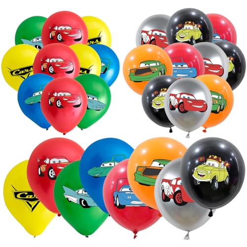 Luftballons Geburtstag Set, 40PCS Rennwagen Luftballons, Lightning MccQueen Ballon Set Geburtstag Party Dekoration Cars Ballon Zubehör für Kinder Auto Ballons, Party Zubehör von FISAPBXC