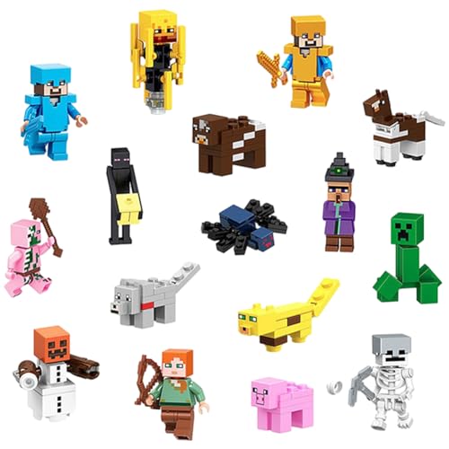 M-inecraft Collection Set, Spielzeug für Kinder und Erwachsene Movies Fans, M-inecraft Figuren, Modellfigur Action-Figur zu den Minecraft Spielzeug Geschenk 16 Stück für Fans ab 4 Jahren von FISAPBXC