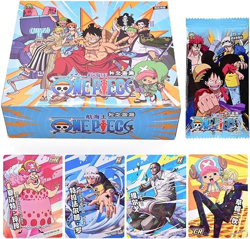 Onepiiece Anime Karten,144 Stück Luffy Anime Sammelkarten Set Cartoon Trading Cards Kartenspiel Booster Pack Solitaire Card Box Geburtstagsgeschenk Für Anime Enthusiasten, für Fans Teenager von FISAPBXC