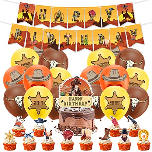 West Cowboy Deko, West Cowboy Luftballons, West Cowboy Geburtstagsdeko, Geburtstag Luftballon, Folienballon Luftballon, Happy Birthday Banner für Kindergeburtstag Dekoration von FISAPBXC