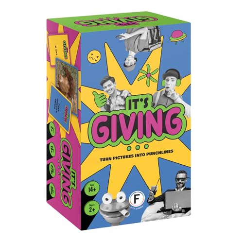 It's Giving Partyspiel – Das ultimative Kartenspiel mit Bildunterschrift, für endloses Lachen mit schnellen Runden und lustigen Drehungen, ab 14 Jahren, für 2 Spieler, 30 Minuten Spielzeit It's Giving Partyspiel – Das ultimative Kartenspiel mit Bildunterschrift, für endloses Lachen mit schnellen Runden und lustigen Drehungen, ab 14 Jahren, für 2 Spieler, 30 Minuten Spielzeit von FITZ