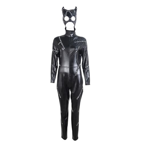 FIVECOSER Katzenkostüm für Damen, Frisky Catsuit, schwarz, weiches Spandex, Ganzkörperanzug, Halloween, Cosplay, Schwarz, Größe XL FIVECOSER Katzenkostüm für Damen, Frisky Catsuit, schwarz, weiches Spandex, Ganzkörperanzug, Halloween, Cosplay, Schwarz, Größe XL von FIVECOSER