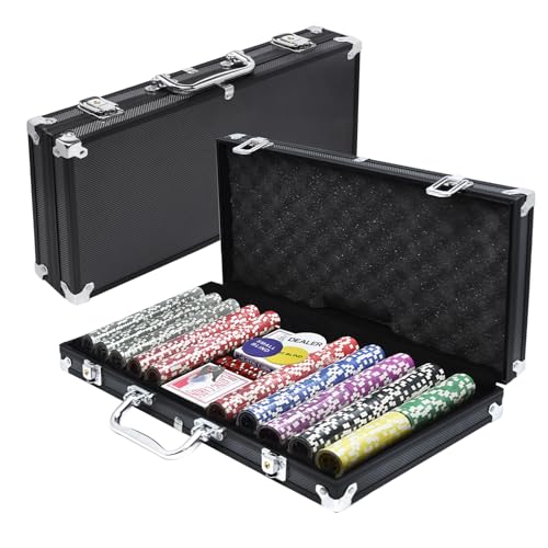 FIVMEN Pokerkoffer Set 500 Chips Pokerset Poker Set inkl. 500 Laser Poker Chips, 2X Pokerdecks, 3X Dealer Button, 5X Würfeln mit Aluminium Koffer, Schwarz FIVMEN Pokerkoffer Set 500 Chips Pokerset Poker Set inkl. 500 Laser Poker Chips, 2X Pokerdecks, 3X Dealer Button, 5X Würfeln mit Aluminium Koffer, Schwarz von FIVMEN