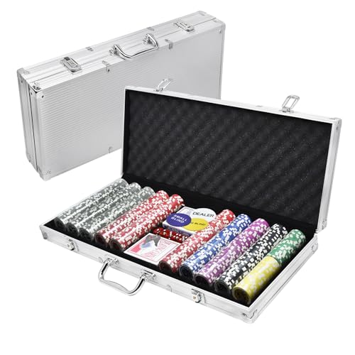 FIVMEN Pokerkoffer Set 500 Chips Pokerset Poker Set inkl. 500 Laser Poker Chips, 2X Pokerdecks, 3X Dealer Button, 5X Würfeln mit Aluminium Koffer, Silber FIVMEN Pokerkoffer Set 500 Chips Pokerset Poker Set inkl. 500 Laser Poker Chips, 2X Pokerdecks, 3X Dealer Button, 5X Würfeln mit Aluminium Koffer, Silber von FIVMEN