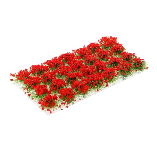 FIXOSHEE 1 Schachtel Miniatur Blumenbüschel Modell DIY Miniatur Landschaft Deko Realistische Grasbüsche für Puppenhaus Garten Basteln Natürlich Wirkende Rote Blüten Einfach Zuschneidbar von FIXOSHEE