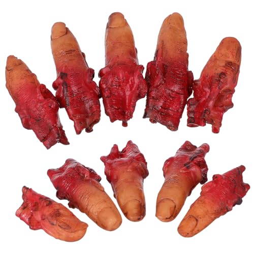 FIXOSHEE 10 Stück Brachfingerspielzeug Halloween-Finger Figur lustig Blut Halloween-Hexenfinger UV Kunststoffkörperteile gefälschter abgetrennter Finger Vinyl FIXOSHEE 10 Stück Brachfingerspielzeug Halloween-Finger Figur lustig Blut Halloween-Hexenfinger UV Kunststoffkörperteile gefälschter abgetrennter Finger Vinyl von FIXOSHEE