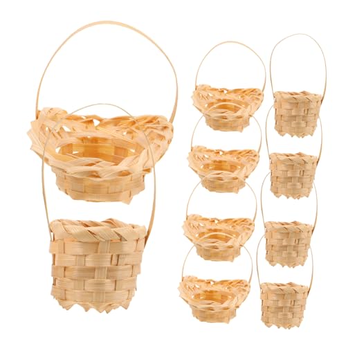 FIXOSHEE 10 Stück Mini Rattankörbe Puppenhaus Dekorationen Miniatur Flechtkörbe Puppenhaus Obstkorb Mini Aufbewahrungskörbe Körbe Zum Basteln Winziger Picknickkorb von FIXOSHEE