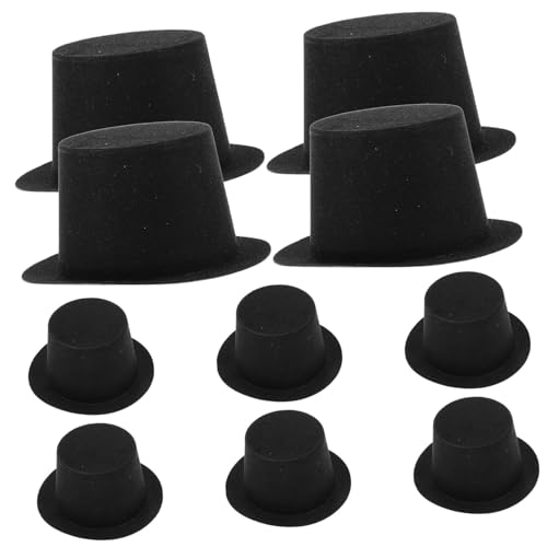 FIXOSHEE 10 Stück Miniatur Weihnachtsmützen Schwarz DIY Puppenhüte für Schneemann Basteln Festliche Mini Hüte für Dollhouse Kuchen Dekoration und Weihnachtsdeko von FIXOSHEE