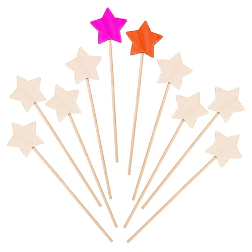 FIXOSHEE 10 Stück Teiliges DIY Feenstäbe mit Sternen Unbemalt Glatte Kanten Kreative Bastelmaterialien für Mädchen Fördert Fantasie Hand Auge koordination und Künstlerische Entwicklung von FIXOSHEE