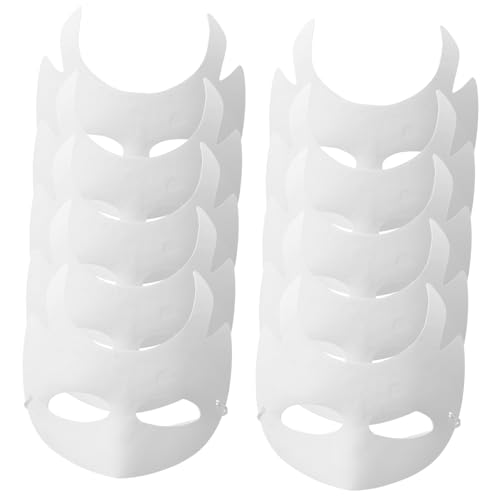 FIXOSHEE 10 Stück Teiliges DIY Papiermasken Umweltfreundliche Weiße Pappmasken zum Bemalen Party und Halloween Masken für Karneval Cosplay Basteln und Maskerade Wiederverwendbar Blanko von FIXOSHEE