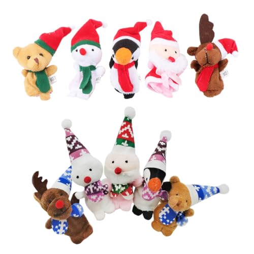 FIXOSHEE 10 Stück Teiliges Fingerpuppen aus Stoff Niedliche Weihnachts Fingerpuppen mit Tiermotiven Buntes für Geschichten Erzählen Kreatives von FIXOSHEE