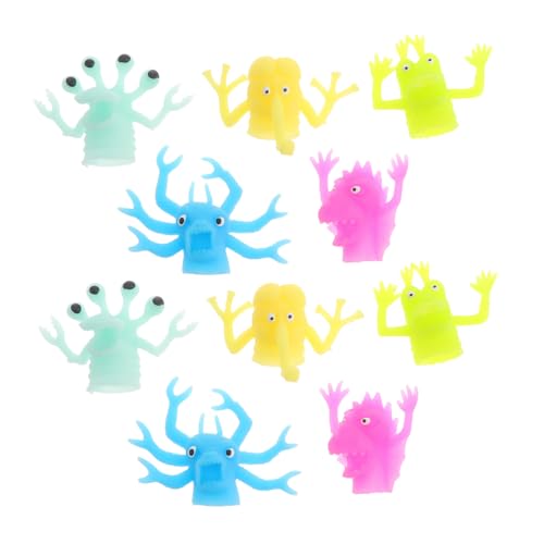 FIXOSHEE 10 Stück Teiliges Leuchtende Fingerpuppen aus TPR Langlebige Abriebfeste Mini Fingertier Spielzeuge für Kreative Interaktive Fingerabdeckungen für Familien und Themenpartys von FIXOSHEE