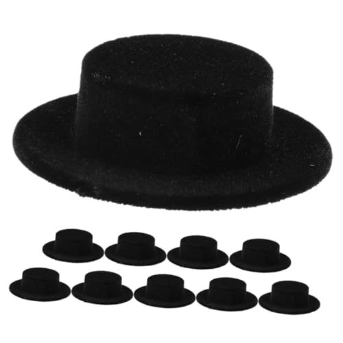 FIXOSHEE 10 Stück Teiliges Mini Hüte aus Schwarz Geflocktem Material Dekorative Puppenhüte für DIY Bastelprojekte Weihnachts und Halloween Deko Vielseitig Einsetzbar als Kleine Clown und von FIXOSHEE