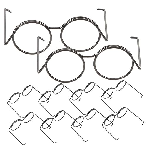 FIXOSHEE 10 Stück Teiliges Miniatur Puppenbrillen aus Metall Runde Rahmenlose Gläser Modisches Puppenzubehör zum Verkleiden und Dekorieren für Puppenhaus und Rollenspiele Schwarz von FIXOSHEE
