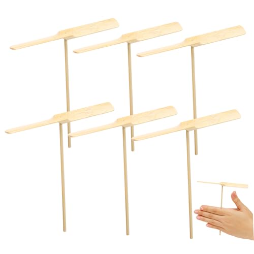 FIXOSHEE 10 Teiliges Holz Fluglibelle Handbetrieben Leichter Propeller für Outdoor Spielgarten Robust und Sicher für Jungen Mädchen Partyspaß von FIXOSHEE