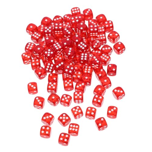FIXOSHEE 100 Stück Acrylspielwürfel Bunte Transparente Sechsseitige Würfel für Brettspiele Party Zubehör Kleines Spielwürfel für Zuhause Bar Ktv von FIXOSHEE