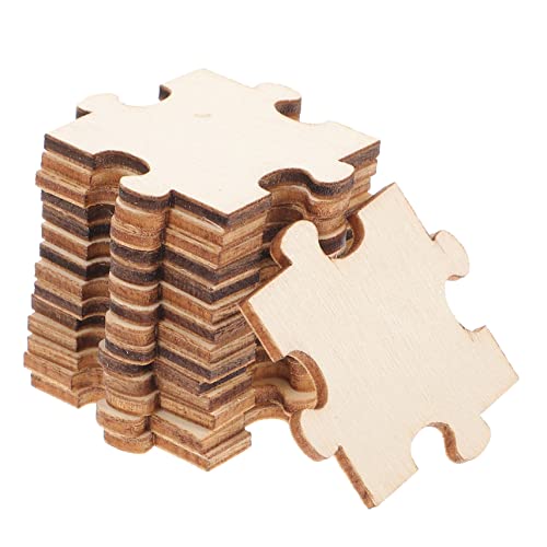 FIXOSHEE 100 Stück Blanko Holzpuzzle Teile zum Bemalen Unvollendete Holzpuzzleteile für DIY Basteln Glatte Oberfläche Leicht und Robust Kreatives Puzzle Selber Gestalten Holzspielzeug von FIXOSHEE