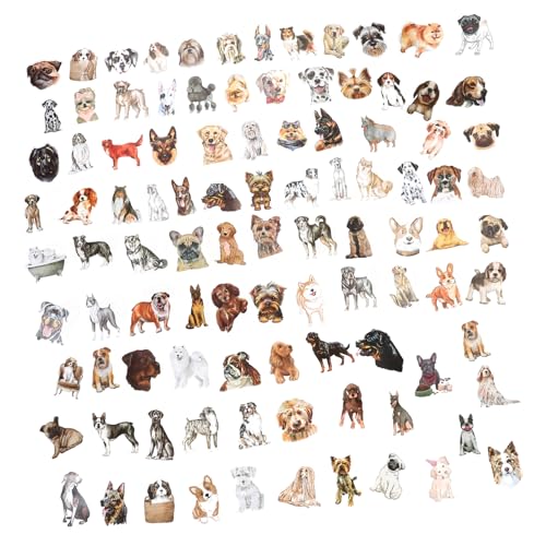 FIXOSHEE 100 Stück Wasserfeste Cartoon Hund Graffiti Sticker Mehrzweck DIY Aufkleber für Laptop Koffer Tagebuch Computer und Skateboard Leichtes Papiermaterial Kreative Haustier Dekoration von FIXOSHEE