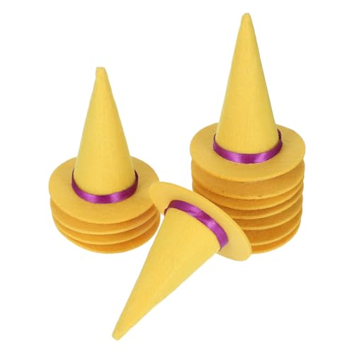 FIXOSHEE 12 Stück Mini Filz Hexenhüte Halloween Dekorationen Vielseitige Party Deko für Flaschen und Diy Bastelprojekte Kleine Filz Hüte für Kostümpartys und Tischdeko von FIXOSHEE