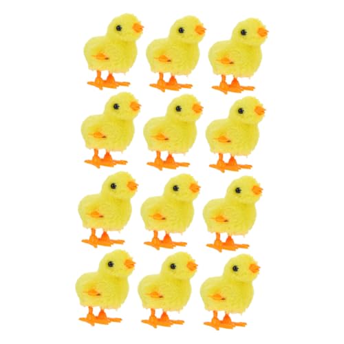 FIXOSHEE 12 Stück Teiliges Aufziehspielzeug Kleine Plüsch hühner Wind up Lernspielzeug Geschenk Ostern Dekoration Gelb von FIXOSHEE