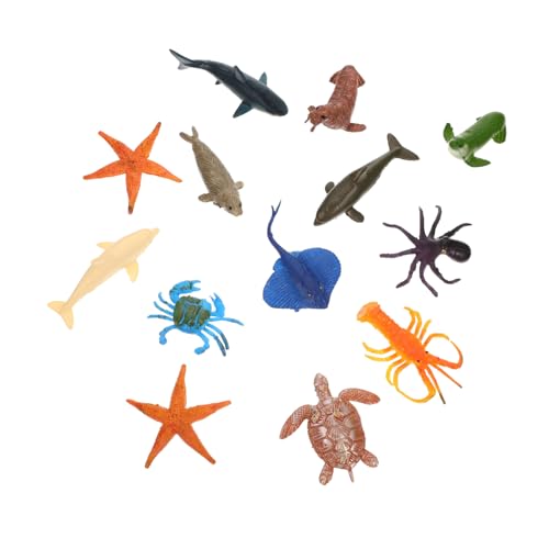 FIXOSHEE 12 Stück Teiliges Bunte Meerestiere Realistische Meeresbewohner Figuren Kunststoff Mini Meeresfiguren Lernspielzeug Dekoration Unterwasserwelt von FIXOSHEE