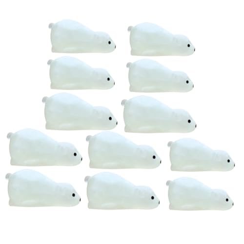 FIXOSHEE 12 Stück Teiliges Eisbär Figuren aus Langlebigem Resin Leuchtende Miniatur Bär Dekorationen für Auto Garten und DIY Bastelprojekte Detailreiche Nachtlicht Ornamente von FIXOSHEE