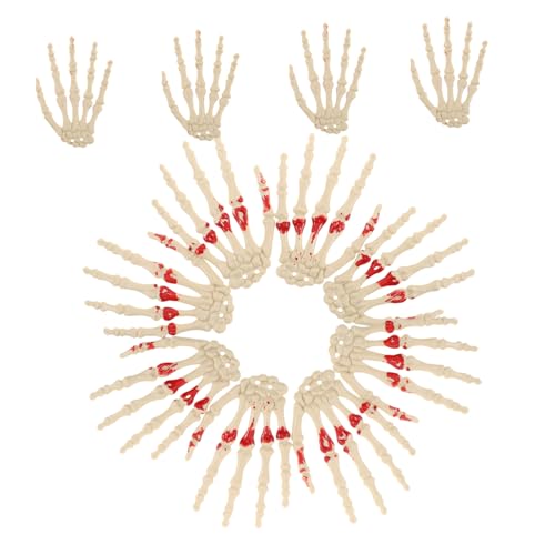 FIXOSHEE 12 Stück Teiliges Halloween Skelett Handschuh Realistische Plastik Hand Knochendeko Wetterfest für Gruselhütte Friedhof Bar Party Dekorationen von FIXOSHEE