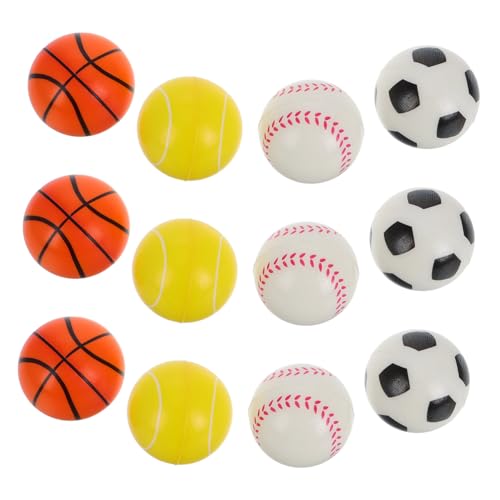 FIXOSHEE 12 Stück Teiliges Mini Basketball und Fußball Stressbälle aus Weichem PU Schaum Elastische Squeeze Bälle für Handübungen Partygeschenke und Entspannungsspielzeug für Erwachsene von FIXOSHEE