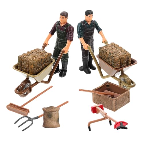 FIXOSHEE 12 Stück Teiliges Miniatur Bauernhof spielset mit Realistischen Bauernfiguren und Gartenwerkzeugen Detailreiche Simulation für Miniaturgärten Micro landschaften und Dekoration von FIXOSHEE