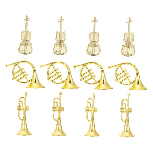FIXOSHEE 12 Stück Teiliges Miniatur Musikinstrumente Weihnachtsdeko DIY Basteln Violine Trompete Waldhorn Modell für Weihnachtsbaum Dekoration Bastelprojekte von FIXOSHEE