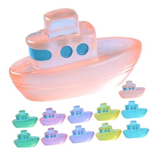 FIXOSHEE 12 Stück Teiliges Miniatur Resin Bootsfiguren Leuchtend im Dunkeln Langlebige Micro Landschaft Deko Filigrane Handgefertigte Resin Boote für Puppenhaus Sandtisch und DIY von FIXOSHEE