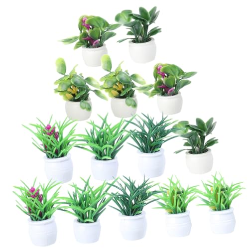 FIXOSHEE 14 Stück Teiliges Mini Bonsai Modell Künstliche Topfpflanzen aus Langlebigem Material Geruchsfrei Verschleißfest Miniatur Dekoration für Puppenhaus Sandtisch und Mikrolandschaft von FIXOSHEE