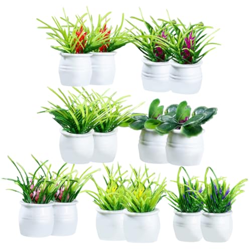FIXOSHEE 14 Stück Teiliges Miniatur pflanzenmodell Realistische Kleine Topfpflanzen aus Dekorative Mini Haus Pflanzen Langlebige und Pflegefreie Zimmerpflanzen für Puppenhaus und Tischdeko von FIXOSHEE