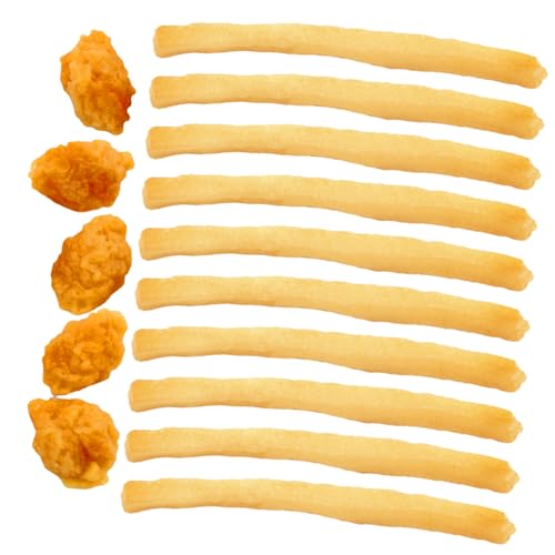 FIXOSHEE 15 Stück Teiliges Realistische Spielküche Lebensmittelattrappen Fake Pommes Frites und Chicken Nuggets aus Langlebigem PVC Detailgetreue Fast Food Modelle für Restaurant von FIXOSHEE