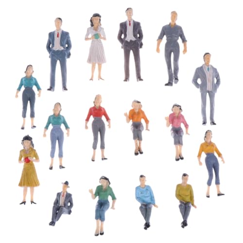 FIXOSHEE 16 Stück Teiliges Bunte Miniatur Figuren Modellbau Menschen Mini Bemalte Spielfiguren für Architektur Sandtisch Puppenhaus Dekoration Geeignet für Schulprojekte und von FIXOSHEE