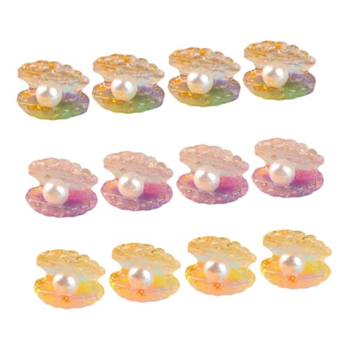 FIXOSHEE 16 Stück Teiliges Leuchtende Resin Muschel Perlen Charms Farbverlaufende Shell Figuren für DIY Schmuck und Bastelprojekte Kleine Dekorative Garten Handwerksornamente von FIXOSHEE