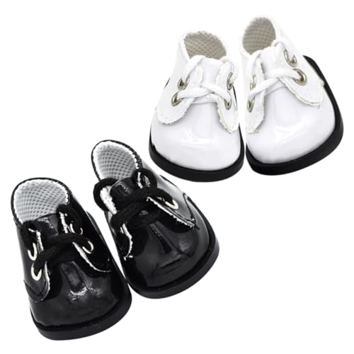 FIXOSHEE 2 Paare Handgefertigte Puppensneaker Mini Lederschuhe für Baumwollpuppen Mini Schuhe Puppenzubehör in klassischen Farben von FIXOSHEE