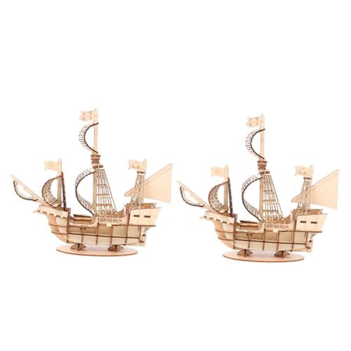 FIXOSHEE 2 Sätze Holz Segelboot Puzzle DIY Holzmodell Bausatz für Ab Jahren und Erwachsene Pädagogisches Steckpuzzle mit Glatter Oberfläche Dekoratives Segelschiff von FIXOSHEE