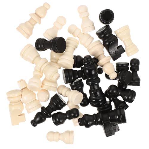 FIXOSHEE 2 Sätze Mini Holz Schachfiguren Zweifarbig Stabile Spielfiguren Schachspiel Zubehör für Brettspiele von FIXOSHEE
