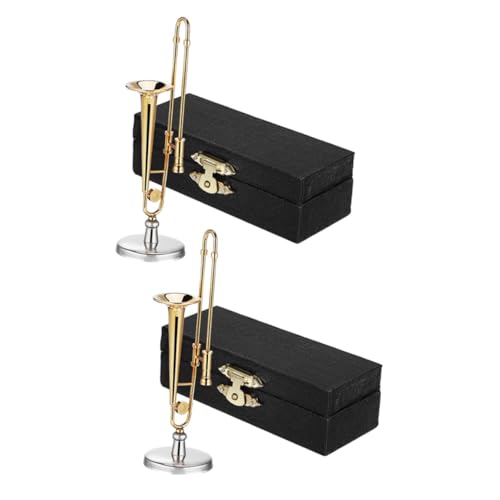 FIXOSHEE 2 Sätze Miniaturposaune Maßstab mit Ständer und Schwarzem Etui Detailgetreues Miniatur Instrument Realistische Musikinstrument Deko für Puppenhaus Sammler und Musikliebhaber FIXOSHEE 2 Sätze Miniaturposaune Maßstab mit Ständer und Schwarzem Etui Detailgetreues Miniatur Instrument Realistische Musikinstrument Deko für Puppenhaus Sammler und Musikliebhaber von FIXOSHEE
