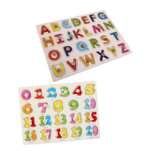 FIXOSHEE 2 Satz Holz Montessori Buchstaben Zahlenpuzzle für Kleinkinder Motorikfördernd Handgreiflich Farbig Pädagogisches Holzspielzeug für Vorschule und Frühe Lernentwicklung von FIXOSHEE