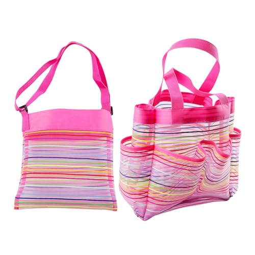FIXOSHEE 2 Stück Bunte Atmungsaktive Mesh strandtaschen Leicht Waschbar Großer Stauraum für Sandspielzeug Badespielzeug und Kinderspielzeug für Strand Pool und Outdoor aktivitäten von FIXOSHEE
