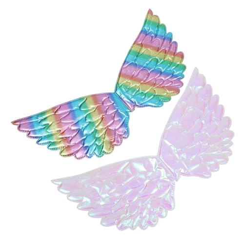 FIXOSHEE 2 Stück Engelsflügel für Kostümparty und Karneval Leichte Bunte Cosplay Flügel mit Trägern für Bühnenauftritte Verkleidung und Festliche Anlässe von FIXOSHEE
