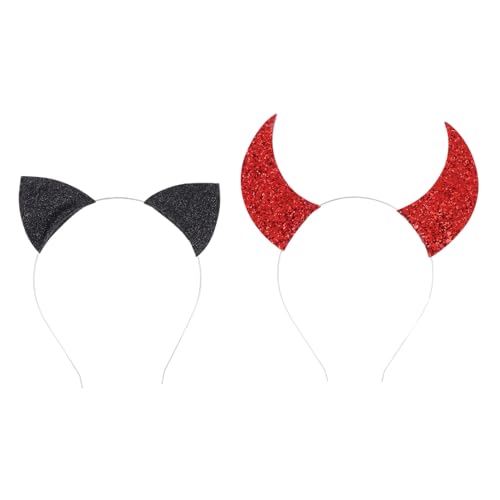 FIXOSHEE 2 Stück Haarreif Teiliges Teufelshörner und Katzenohren Kopfschmuck Party Haarband Strapazierfähiges Material Einfache Handhabung FIXOSHEE 2 Stück Haarreif Teiliges Teufelshörner und Katzenohren Kopfschmuck Party Haarband Strapazierfähiges Material Einfache Handhabung von FIXOSHEE