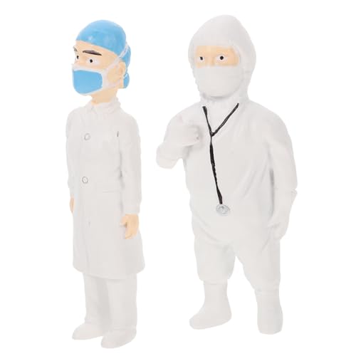FIXOSHEE 2 Stück Handbemalte Miniatur Figuren Arzt Detailreiche Mini Menschen Modelle aus Langlebigem Harz Realistische Sandtisch Dekoration für Puppenhaus Modellbau und Dioramenbau von FIXOSHEE