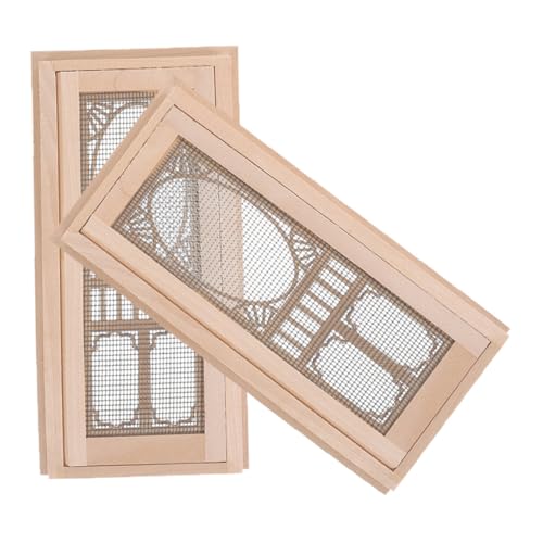 FIXOSHEE 2 Stück Maßstab Filigrane Puppenhaus Türen aus Holz Präzise Gefertigte Flexible Bildschirmschiebetüren Einfache Montage Realistische Möbelaccessoires für DIY Puppenhaus von FIXOSHEE
