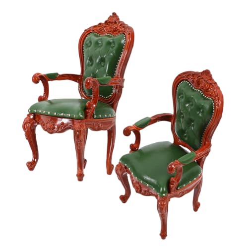 FIXOSHEE 2 Stück Maßstab Retro Holz Miniaturstühle für Puppenhaus Wohnzimmer Deko Sammler Tiny Armchairs für Authentische Puppenmöbel von FIXOSHEE
